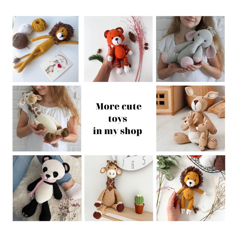 Familia de canguros de ganchillo, animales australianos, peluches y peluches, decoración de guardería grande, idea de regalo personalizada para el 1er cumpleaños imagen 10