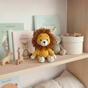 Crochet boho Lion latte mustard plush toy or safari nursery decor 25 cm / 10 inches Birthday gender neutral personalized gift image 8