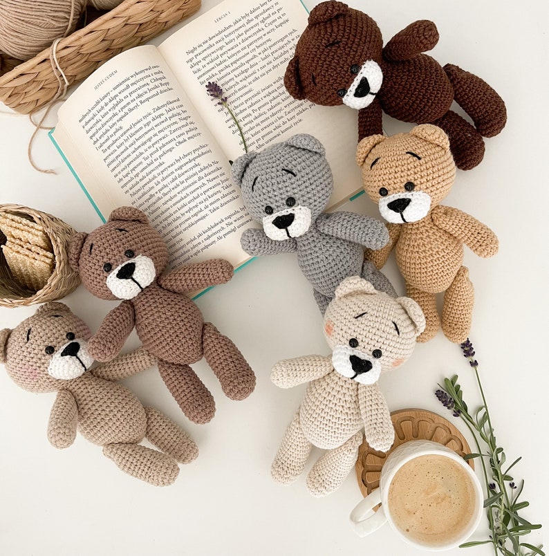 Stuffed Teddy bear , crochet teddy bear, bear custom toy animal, Baby shower gift, Newborn props, Brown