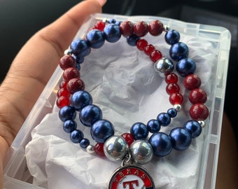 Texas Rangers Beaded bracelets-made to order