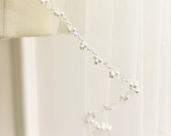 Velo di perle, velo da sposa di perle, velo di cristallo, velo da sposa con perline, velo glitterato, velo avorio, velo da sposa corto, velo da cappella, velo per la punta delle dita