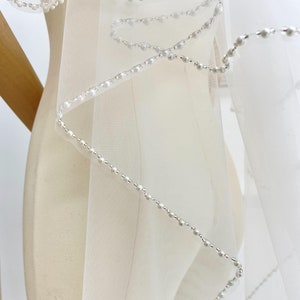 Pearl Wedding Veil,Beaded Wedding Veil,2Tier Blusher Veil,Blusher ridal Veil,Cathedral Veil,Custom Veil,With Comb