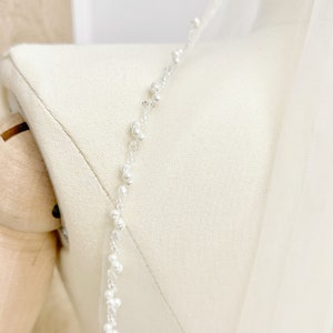 Pearl Crystal Veil,Pearl Wedding Veil,Pearl Bridal Veil,Ivory Veil,Short Fingertip Veil,Chapel Veil,White Veil,Simple Wedding Veil