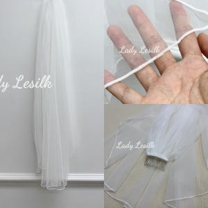 White Bridal Veil,Delicate Pencil Edge Bridal Veil,Ivory Wedding Veil,Veil With Comb,Handmade Veil,Fingertip Veil,Modern Wedding Veil