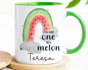 Personalised One in Melon mug, Green Rainbow Mug, Gift for Adults and Kids, Mother's Day Gift, Gift For Teachers