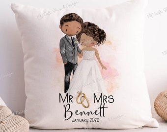Personalised wedding gift cushion - Mr & Mrs - Married couple gift -  Anniversary gift -  Wedding favour - Editable text