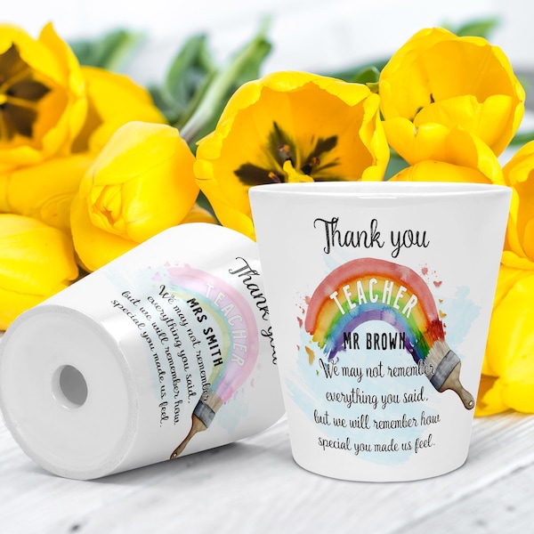 Teacher plant pot, Teacher’s gifts,  Personalised Flower Pot for teachers -  Rainbow Pot - Personalized Gift For Teacher