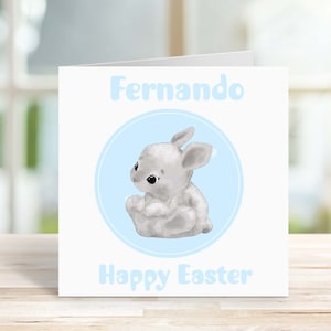 Carte-cadeau de Pâques personnalisée, carte lapin, texte modifiable, différentes couleurs