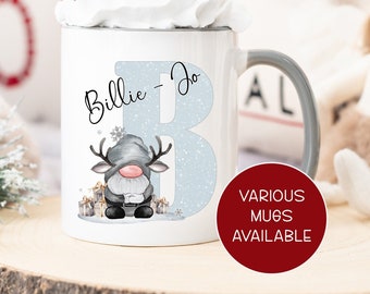 Personalised Gonk Mug, Reindeer Gonk Mug, Unique Stocking Filler for Her and Him - Ideal Gift for Mum, Dad, Nan, and Grandad, Various Mugs