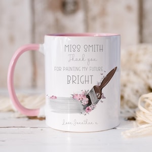 Teacher gifts, Thank you teacher mug, Personalised mug for teacher with paintbrush