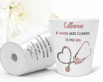 Doctor Nurse plant pot, Flower Pot for Nurses, Doctor’s gifts, Personalised Stethoscope Pot, Gift for Medics, Nursing Staff