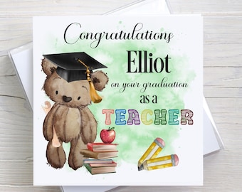 Teacher Graduation Card, Congratulations on Graduation as a Teacher, 3 background colours
