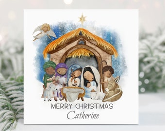 Personalised Christmas Nativity Card, Religious Christmas Card, Christian card