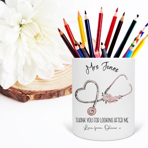 Nurse pencil pot, Pen Pot for Carers, Nurses gifts, Personalised Stethoscope Pot, Gift for Medics, Nurses, Carers, 2 Designs