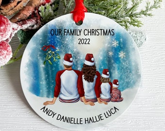 Personalised Christmas Family Decoration, Hanging Decoration, Family Bauble, Family and Pet Portrait Ornament, Christmas Bauble, Home Decor