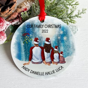 Personalised Christmas Family Decoration, Hanging Decoration, Family Bauble, Family and Pet Portrait Ornament, Christmas Bauble, Home Decor