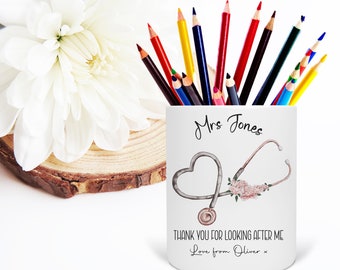 Nurse pencil pot, Pen Pot for Carers, Nurses gifts, Personalised Stethoscope Pot, Gift for Medics, Nurses, Carers, 2 Designs