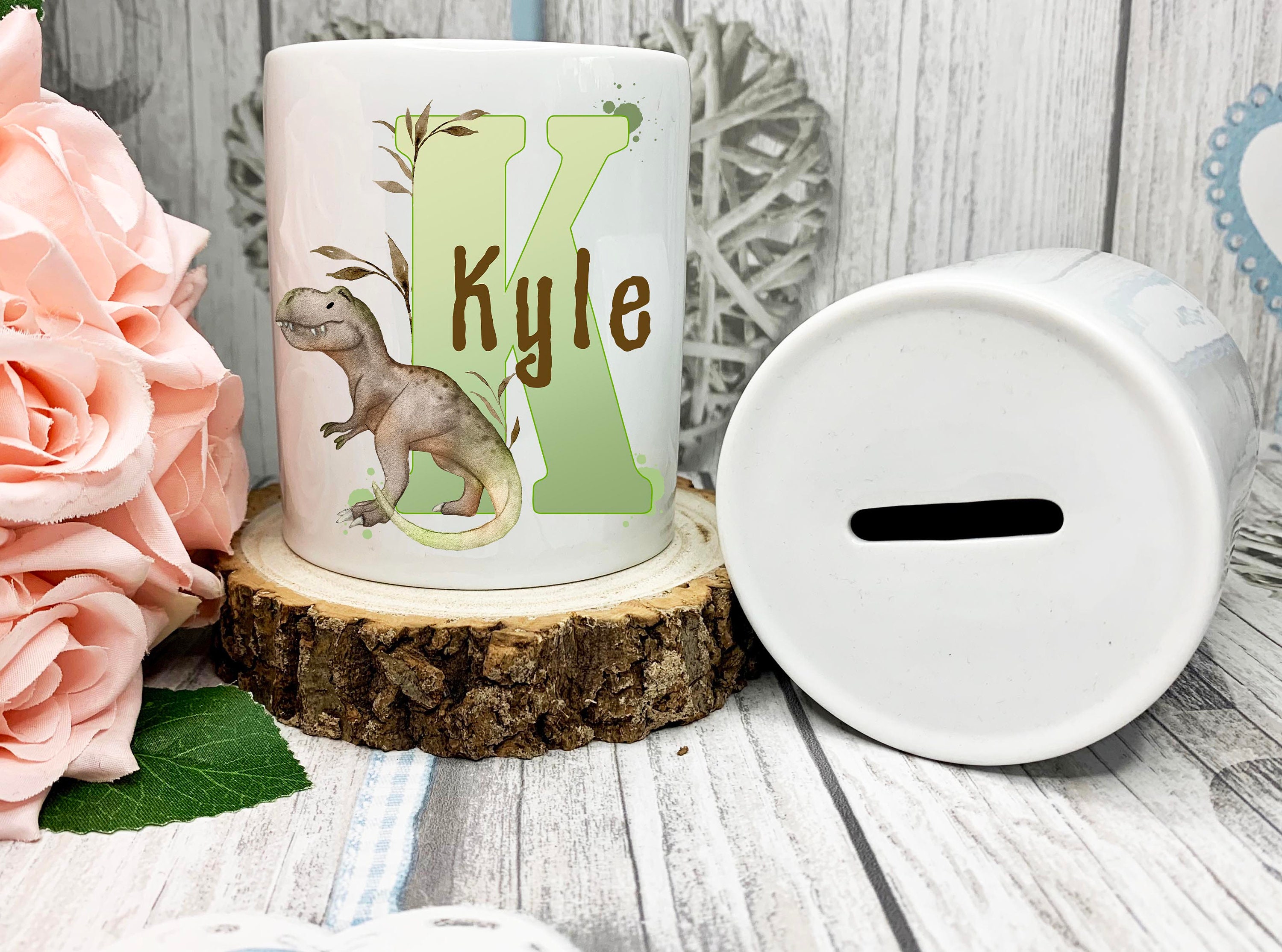 Personalised Dinosaur Money Box Trex Ceramic Money Box Etsy UK