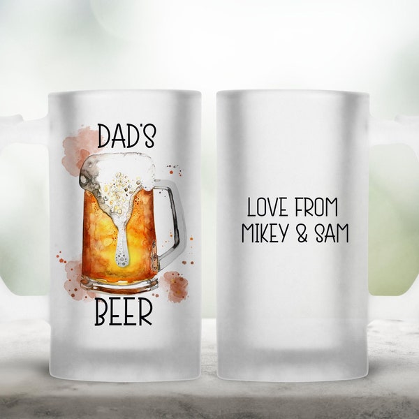 Personalised Beer Glass Gift, Frosted Beer Stein, Father's Day beer Tankard, Gifts for him, Editable text, Stepdad, Grandad, Son, Uncle,...