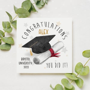 Graduation Card, Congratulations, Personalised Card, End of school gift
