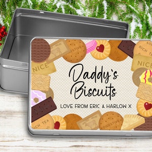 Personalised Biscuit Tin, Christmas Cookies, Treat Tin for Family and Friends, 4 designs, 2 tin sizes