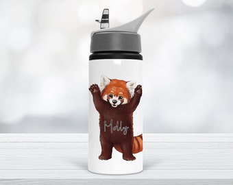 Personalised Red Panda Water Bottle: Safari Animal Drink Bottle