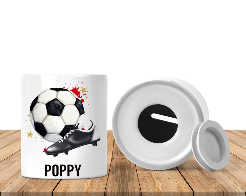 Personalised Football Money Box: Ceramic Soccer Coin Bank - Etsy