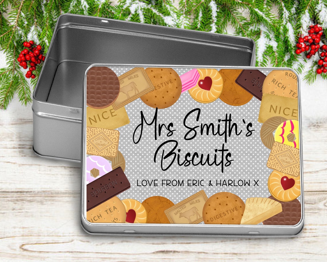 Personalised Biscuit Tin Christmas Cookies Treat Tin for Etsy UK