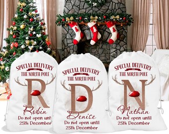 Extra Large Christmas Santa sack, Personalised Reindeer gift sack, Christmas gift bag, Christmas gift bag, Father Christmas