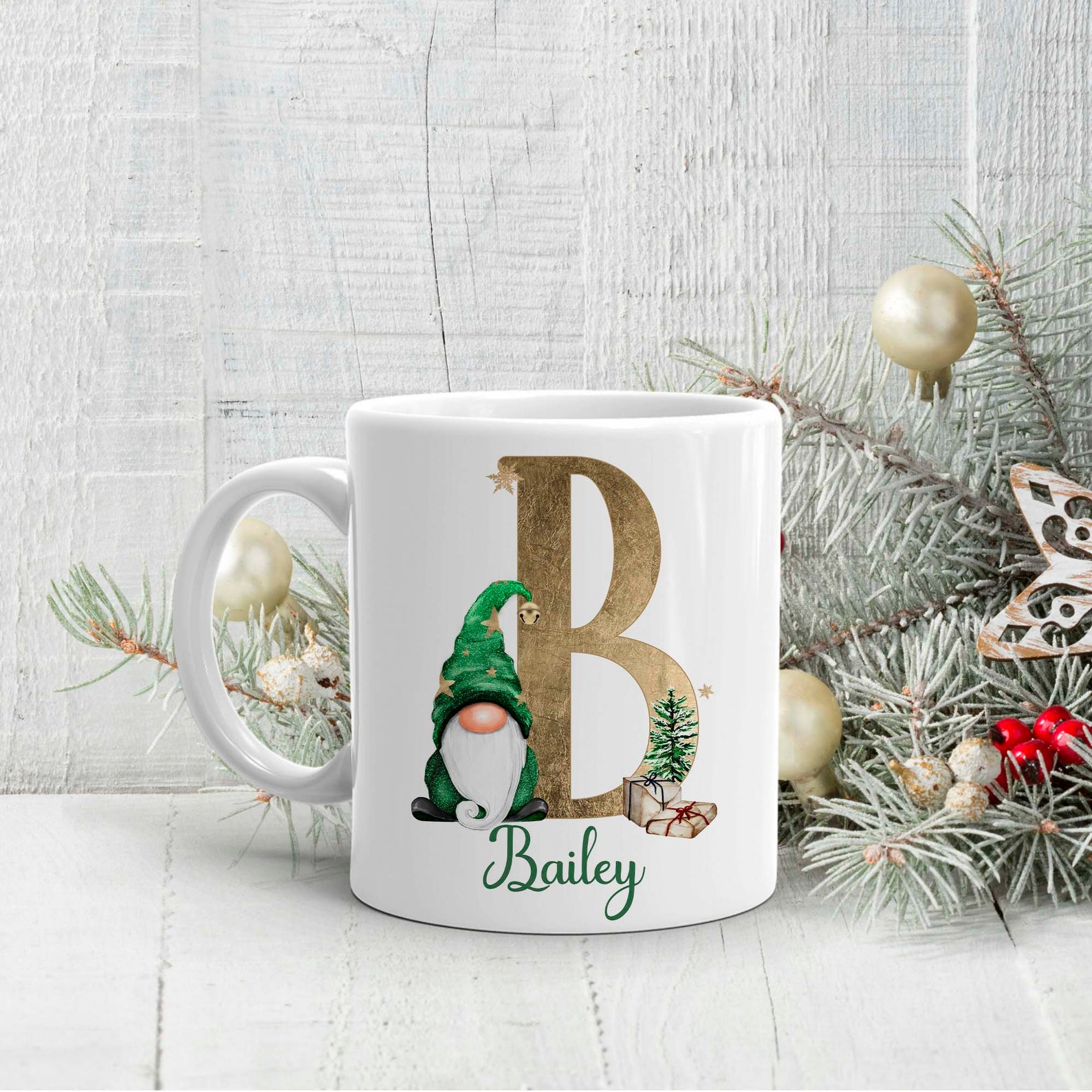 Christmas mug Personalised Gnome Christmas mug Ceramic  Etsy
