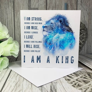Carte Galaxy Lion personnalisée - Carte Lion de l’Espace - Carte Animal - Cadeaux Positivity - Cadeaux de motivation - Carte d’anniversaire - Texte entièrement modifiable