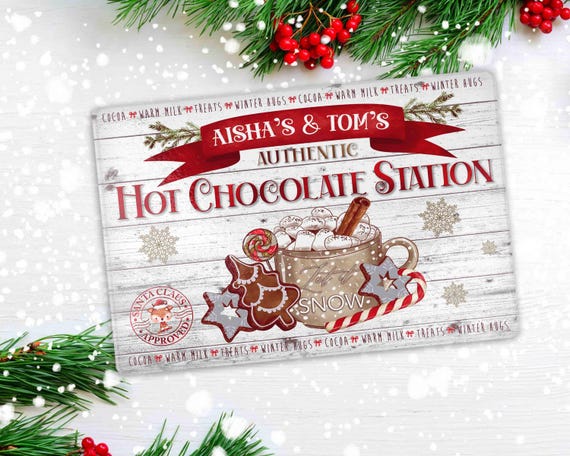 Hot Chocolate Station board, Christmas Toughened Glass Board