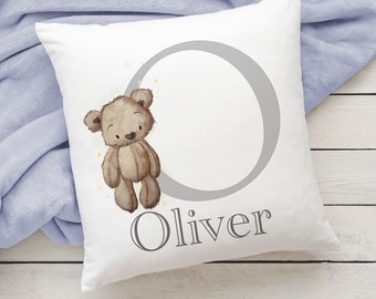 Personalised New Baby Bear Cushion, Baby Shower Gift, Children Gifts, Nursery Decor
