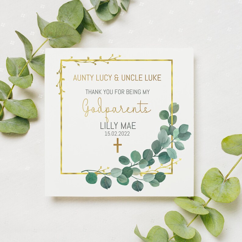 Personalised Christening Card Thank You Card for Godmother Etsy UK