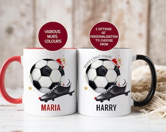 Personalised Football  Mug Gift, Various Mug colours, Birthday Gift, Stocking Filler
