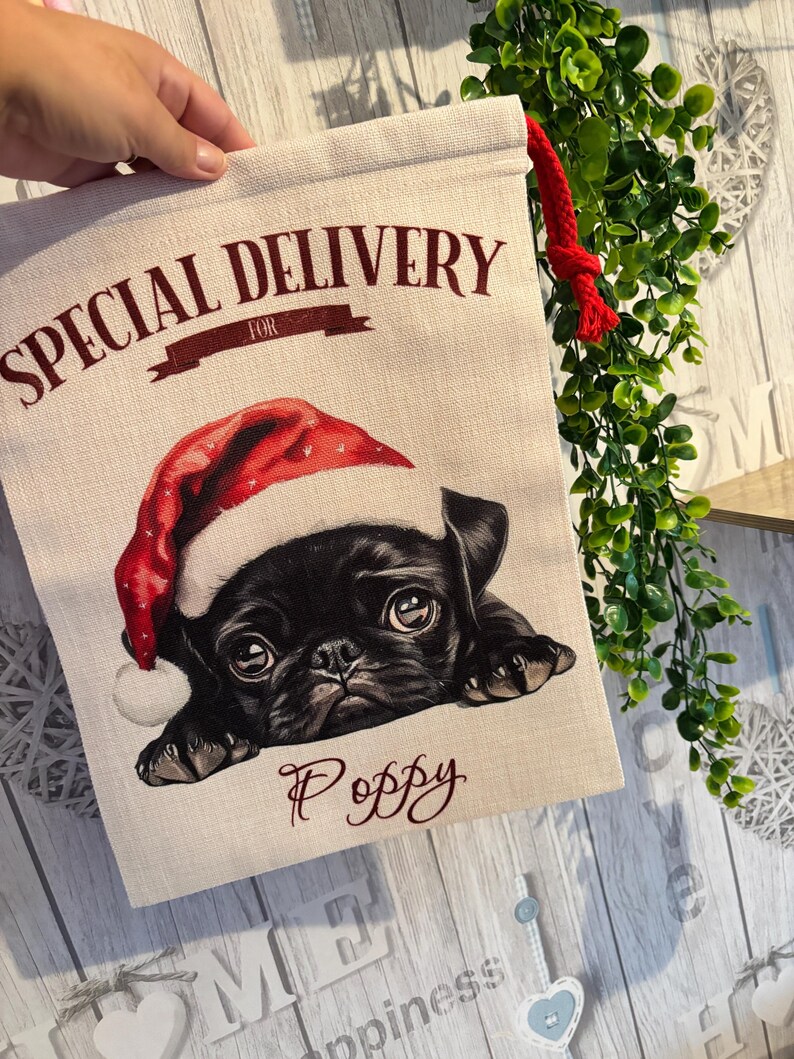 Personalised Christmas Dog sack, Personalised Christmas Pet Sack, Dog Santa Sack, Christmas Gift Bag for Dogs (various breeds) image 11