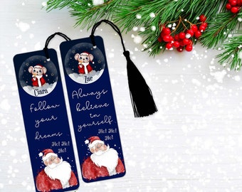 Personalised Christmas Kids Bookmark, Santa Bookmarker, Christmas Stocking Filler, Bookmark for kids