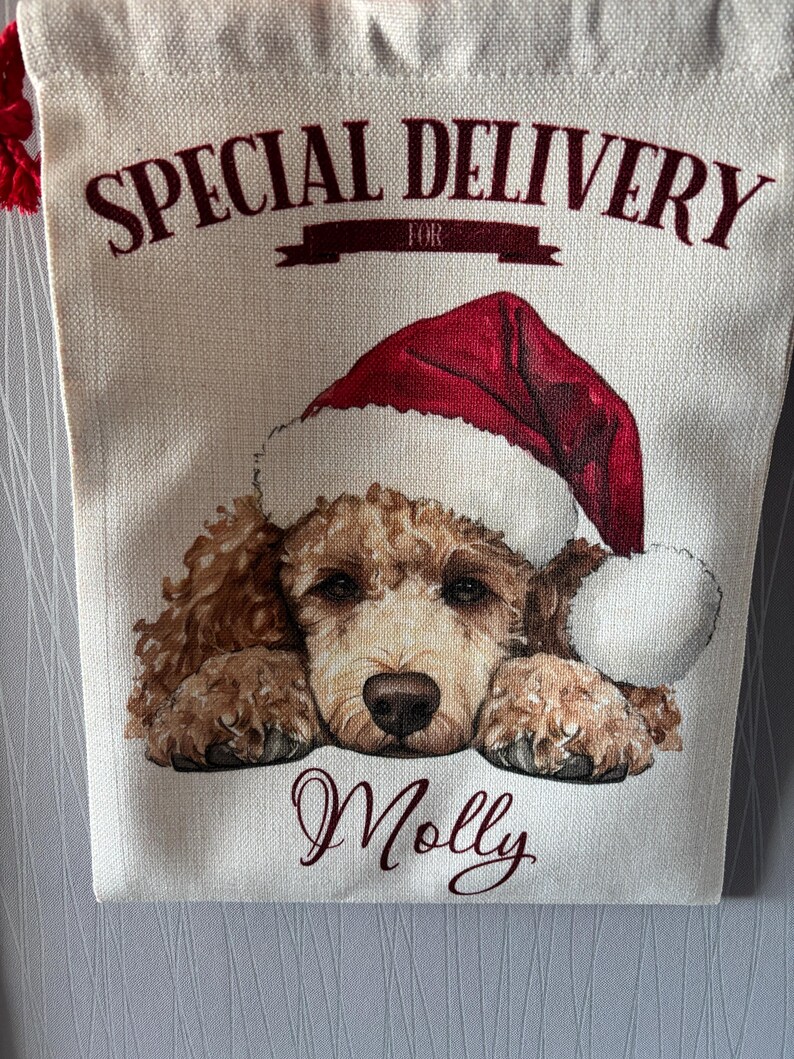 Personalised Christmas Dog sack, Personalised Christmas Pet Sack, Dog Santa Sack, Christmas Gift Bag for Dogs (various breeds) image 13