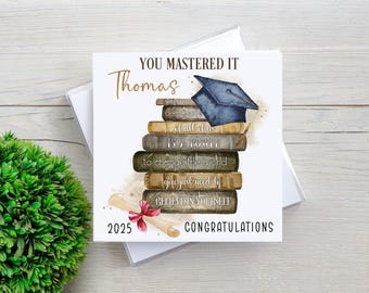 Personalised Graduation Card: Bookstack Congratulations Card
