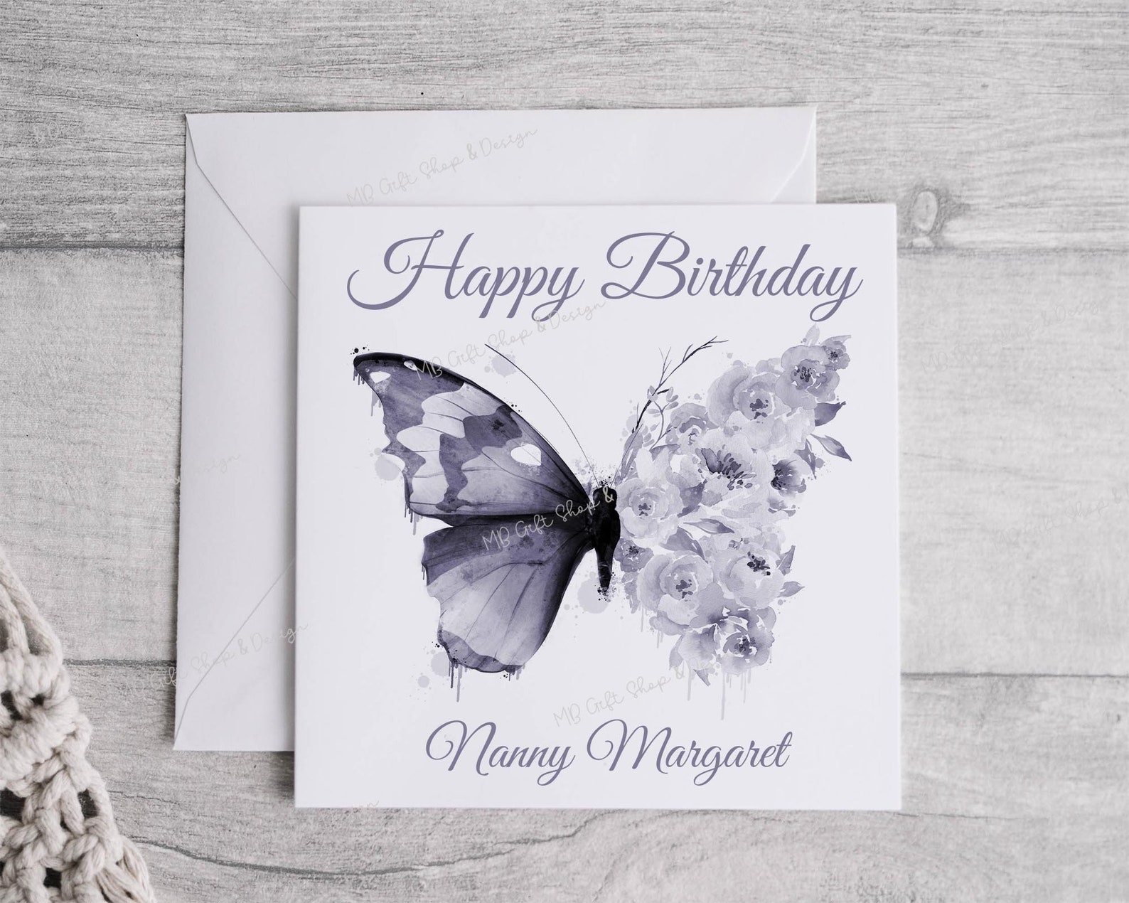 Purple Butterfly Personalised Birthday Card Fully Editable | Etsy