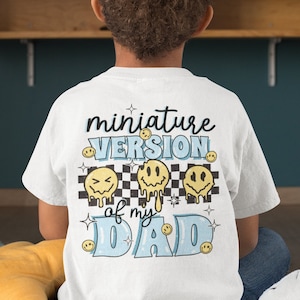 Miniature Version Of My Dad Shirt, Funny Toddler T-Shirt, Retro Boho Style Son Tree, Retro Kids Shirt, Dad Son Matchings Tee