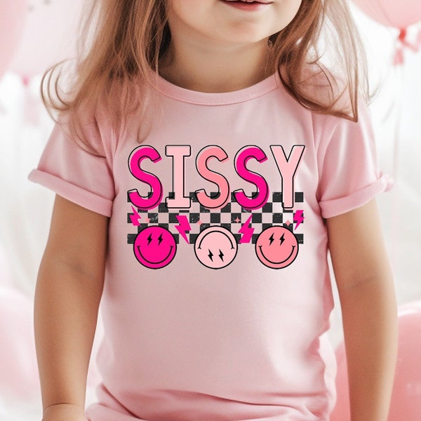 Sissy Kids Shirt, Little Girl Toddler Shirt, Retro Sibling Girls Toddler T-Shirt, Boho Hot Pink Girl Sibling Shirt, Big Sister Shirt