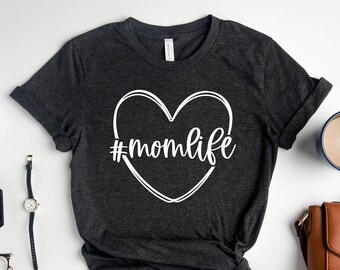 Mom Life Heart Shirt, Mama Heart Shirt, Custom Mommy Shirt, Personalized Mom Tee, Mother's Day T-Shirt