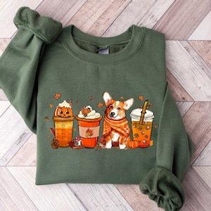 Pumpkin Spice Dog Sweatshirt, Corgi Shirt, Autumn Dog T-shirt, Fall Shirt, Dog Mom Shirt, Halloween Corgi Hoodie