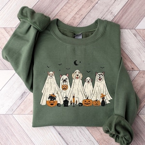 Halloween Dog Ghost Sweatshirt,, Halloween Shirt, Ghost Dog Tee, Halloween Dog Shirt, Ghost Dog Shirt, Halloween Women Tee