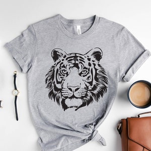 Tiger Shirt, Tiger Face Tee, Wild Animal T-shirts,  Animal Prints, Trendy Tiger