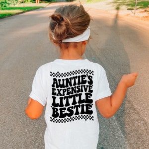 Auntie's Expensive Little Bestie Shirt, Gift from New Aunt, Retro Natural Bodysuit, Natural Toddler Tee