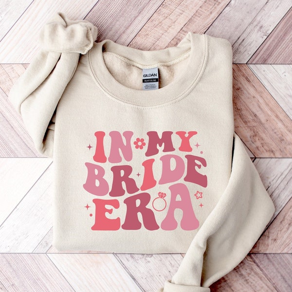 In My Bride Era Sweatshirt, Engagement Gift, Retro Groovy Bride Shirt, Wedding Gift T-Shirt, Gift For Bride, Honeymoon Shirt