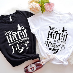 Halloween Bachelorette Shirt, This Witch Is Getting Lit T-Shirt,  This Witch Is Getting Witched Tee, Halloween Witch  Bride Shirt