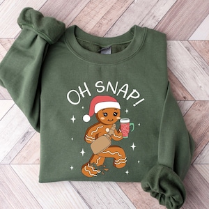 Oh Snap Gingerbread Sweatshirt, Christmas Shirt, Christmas Cookie T-Shirt, Sparkly Christmas Crewneck, Funny Christmas Tee